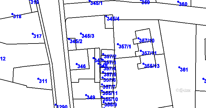 Parcela st. 357/2 v KÚ Neveklov, Katastrální mapa