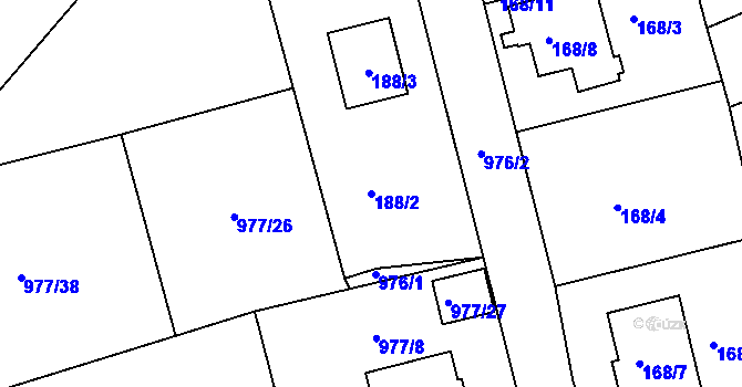Parcela st. 188/2 v KÚ Neveklov, Katastrální mapa