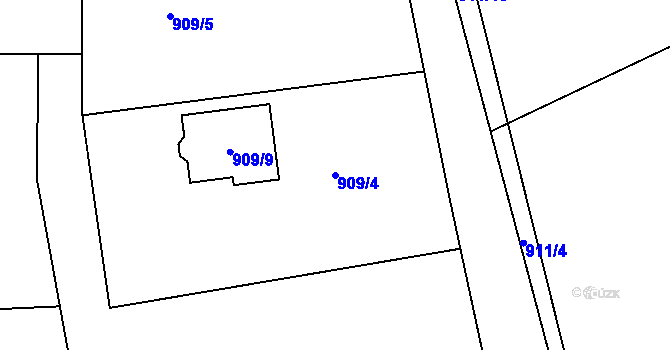 Parcela st. 909/4 v KÚ Neveklov, Katastrální mapa