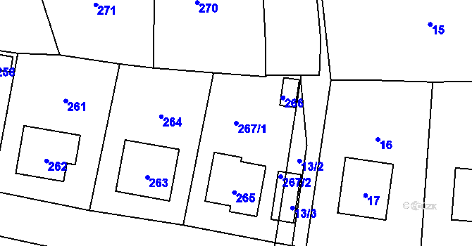 Parcela st. 267/1 v KÚ Neveklov, Katastrální mapa