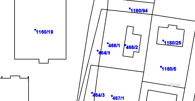 Parcela st. 464/1 v KÚ Neveklov, Katastrální mapa