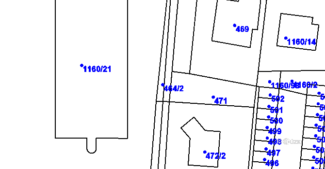 Parcela st. 464/2 v KÚ Neveklov, Katastrální mapa