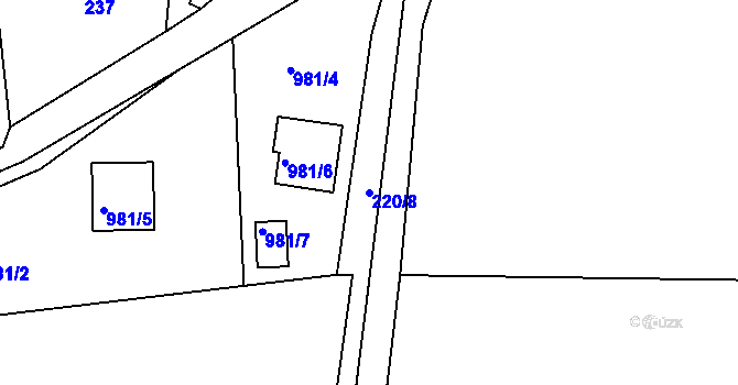 Parcela st. 220/8 v KÚ Neveklov, Katastrální mapa
