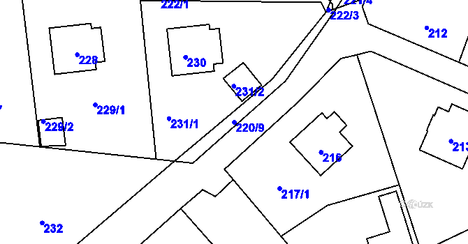 Parcela st. 220/9 v KÚ Neveklov, Katastrální mapa