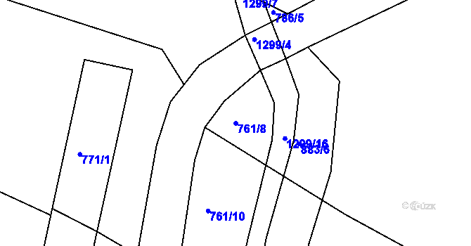 Parcela st. 761/8 v KÚ Neveklov, Katastrální mapa