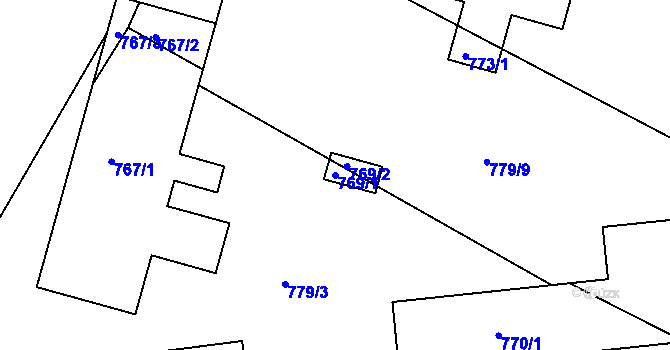 Parcela st. 769/1 v KÚ Neveklov, Katastrální mapa