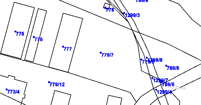 Parcela st. 779/7 v KÚ Neveklov, Katastrální mapa