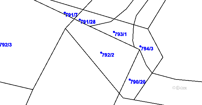 Parcela st. 792/2 v KÚ Neveklov, Katastrální mapa