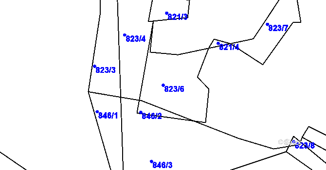 Parcela st. 823/6 v KÚ Neveklov, Katastrální mapa