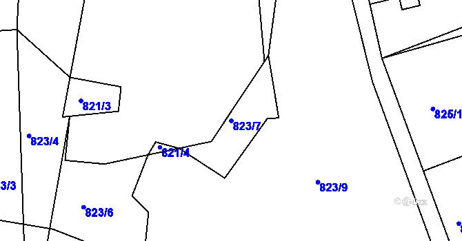 Parcela st. 823/7 v KÚ Neveklov, Katastrální mapa