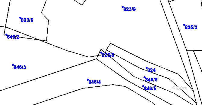 Parcela st. 823/8 v KÚ Neveklov, Katastrální mapa