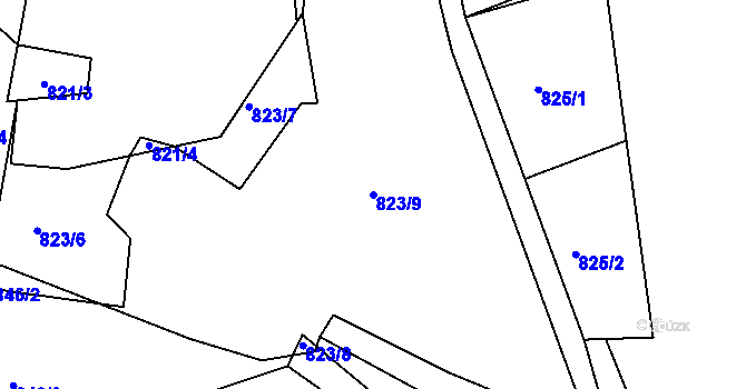 Parcela st. 823/9 v KÚ Neveklov, Katastrální mapa