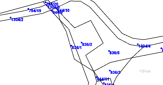 Parcela st. 836/2 v KÚ Neveklov, Katastrální mapa