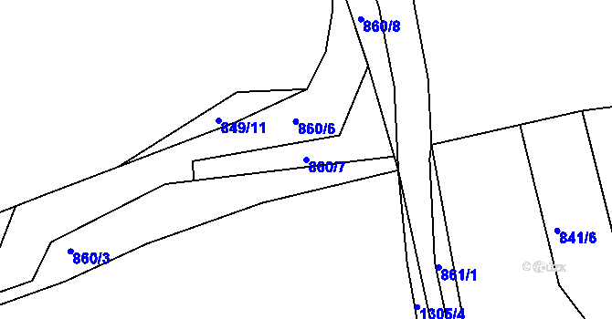 Parcela st. 860/7 v KÚ Neveklov, Katastrální mapa