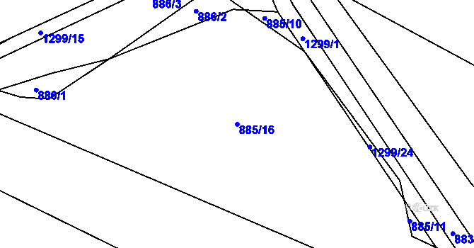 Parcela st. 885/16 v KÚ Neveklov, Katastrální mapa