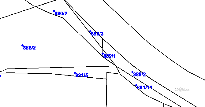 Parcela st. 889/1 v KÚ Neveklov, Katastrální mapa