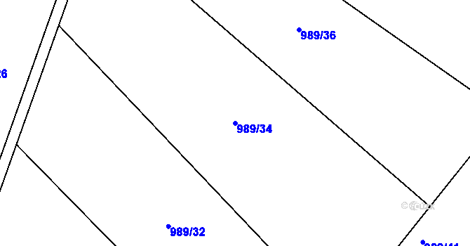Parcela st. 989/34 v KÚ Neveklov, Katastrální mapa