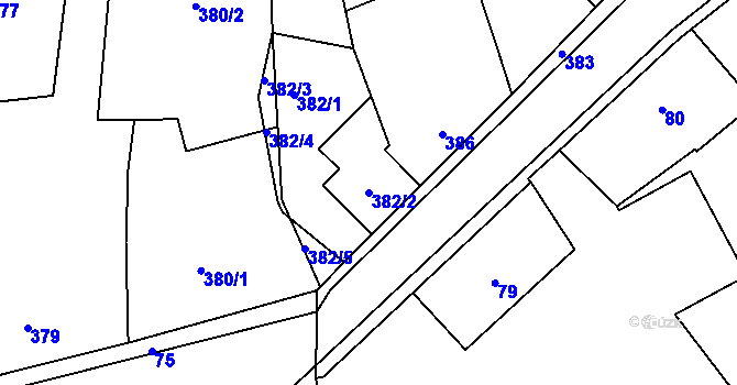 Parcela st. 382/2 v KÚ Neveklov, Katastrální mapa