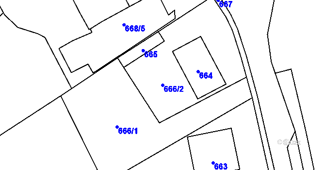 Parcela st. 666/2 v KÚ Neveklov, Katastrální mapa