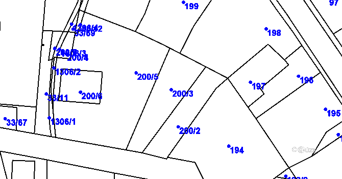 Parcela st. 200/3 v KÚ Neveklov, Katastrální mapa