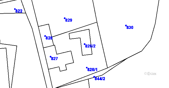 Parcela st. 826/2 v KÚ Neveklov, Katastrální mapa