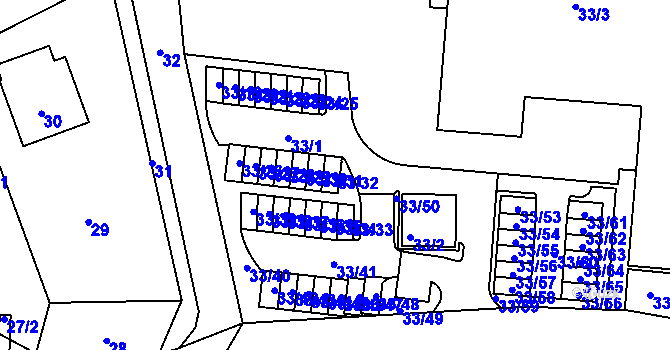 Parcela st. 33/32 v KÚ Neveklov, Katastrální mapa