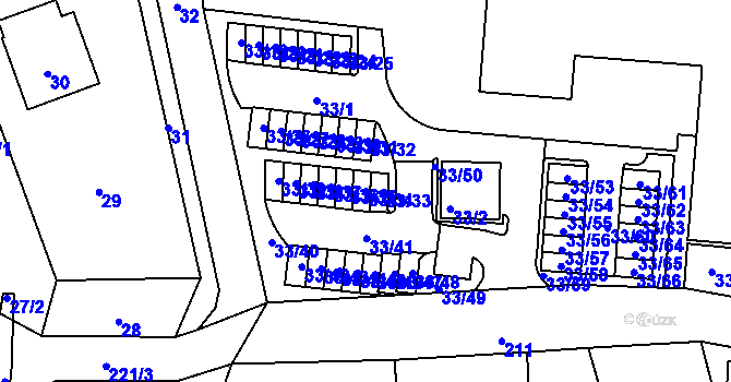 Parcela st. 33/34 v KÚ Neveklov, Katastrální mapa