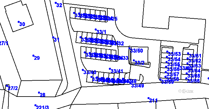 Parcela st. 33/35 v KÚ Neveklov, Katastrální mapa