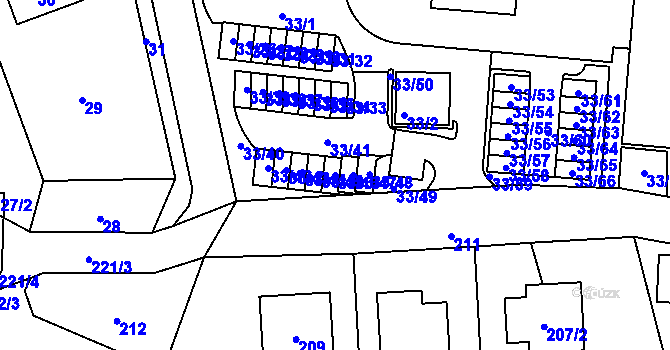 Parcela st. 33/46 v KÚ Neveklov, Katastrální mapa