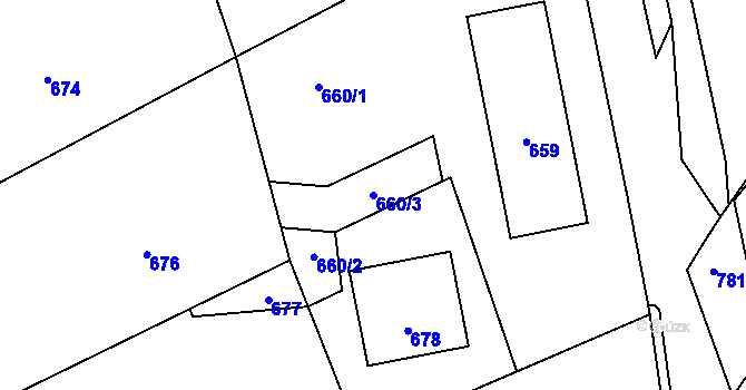 Parcela st. 660/3 v KÚ Neveklov, Katastrální mapa