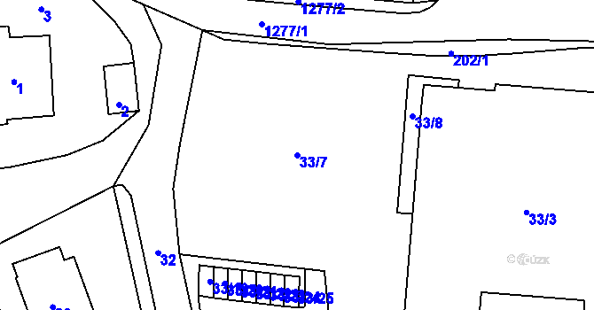 Parcela st. 33/7 v KÚ Neveklov, Katastrální mapa