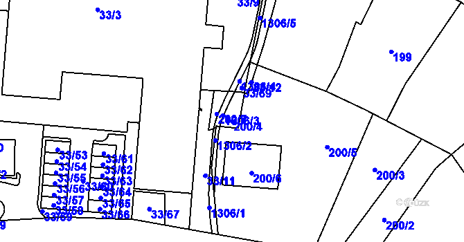 Parcela st. 200/4 v KÚ Neveklov, Katastrální mapa