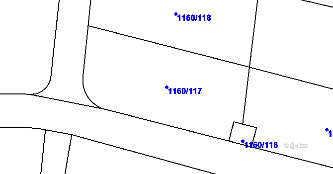 Parcela st. 1160/117 v KÚ Neveklov, Katastrální mapa