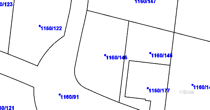 Parcela st. 1160/146 v KÚ Neveklov, Katastrální mapa