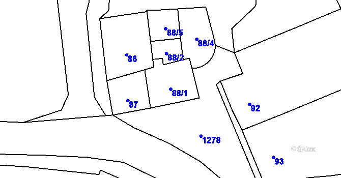 Parcela st. 88/1 v KÚ Neveklov, Katastrální mapa