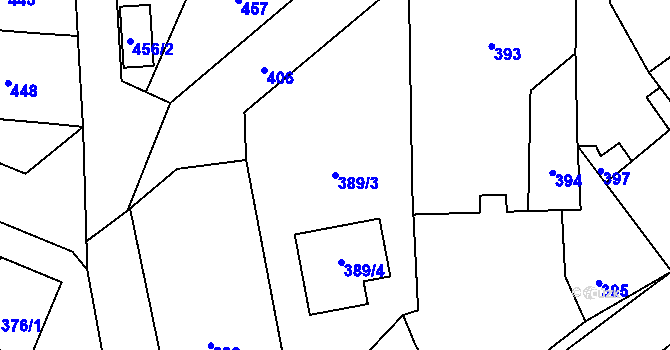 Parcela st. 389/3 v KÚ Neveklov, Katastrální mapa