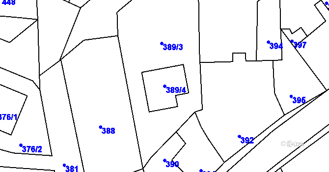 Parcela st. 389/4 v KÚ Neveklov, Katastrální mapa