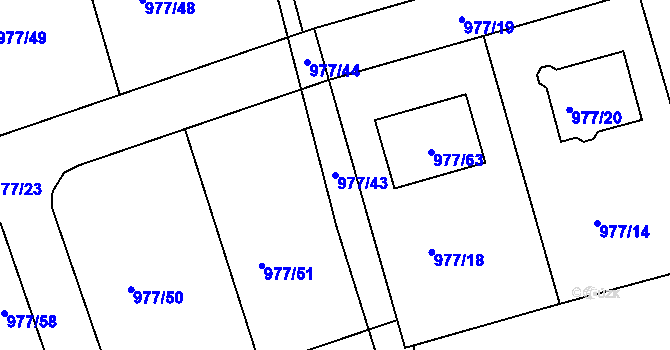 Parcela st. 977/43 v KÚ Neveklov, Katastrální mapa