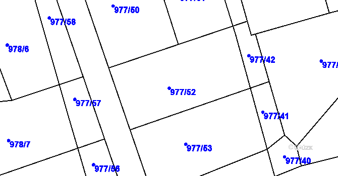 Parcela st. 977/52 v KÚ Neveklov, Katastrální mapa