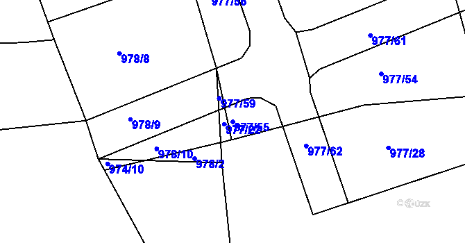 Parcela st. 977/55 v KÚ Neveklov, Katastrální mapa