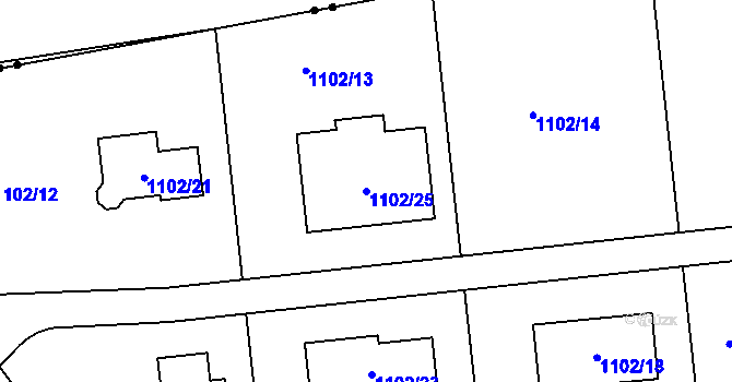 Parcela st. 1102/25 v KÚ Neveklov, Katastrální mapa