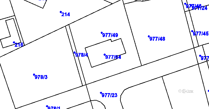 Parcela st. 977/64 v KÚ Neveklov, Katastrální mapa