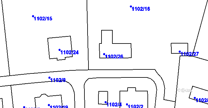 Parcela st. 1102/26 v KÚ Neveklov, Katastrální mapa