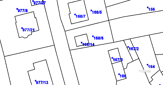 Parcela st. 168/14 v KÚ Neveklov, Katastrální mapa