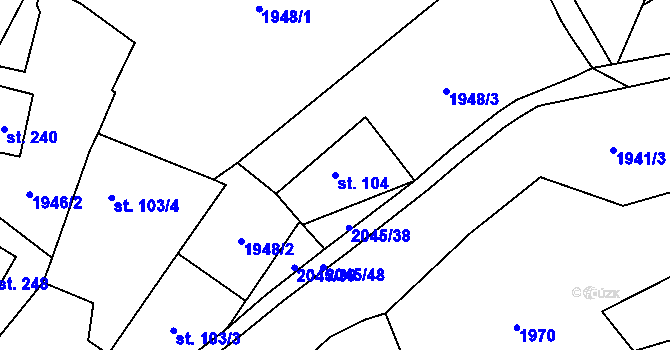 Parcela st. 104 v KÚ Nevězice, Katastrální mapa
