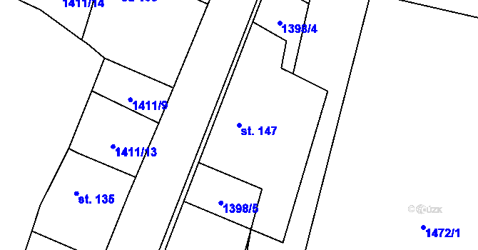 Parcela st. 147 v KÚ Nevězice, Katastrální mapa