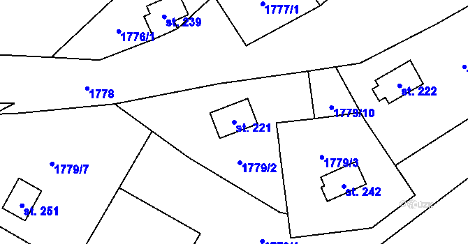 Parcela st. 221 v KÚ Nevězice, Katastrální mapa