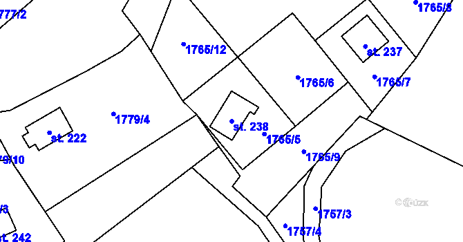 Parcela st. 238 v KÚ Nevězice, Katastrální mapa