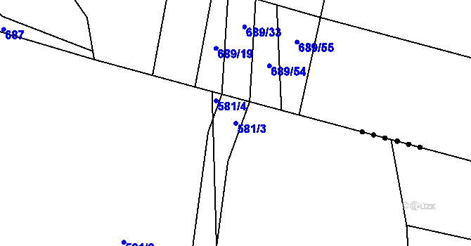 Parcela st. 581/3 v KÚ Nevězice, Katastrální mapa