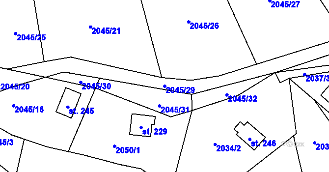 Parcela st. 2045/29 v KÚ Nevězice, Katastrální mapa